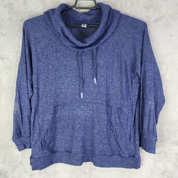 Womens Blue Favorite Lounge Top Shirt Cowl Neck & Pockets Long Sleeve Size XXL - Picture 2 of 11
